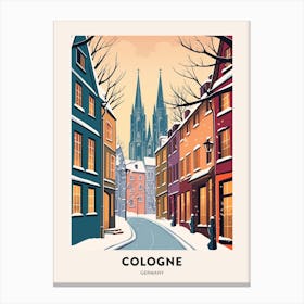 Vintage Winter Travel Poster Cologne Germany 1 Canvas Print
