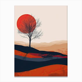 Sunset On The Hill, Minimalism Canvas Print