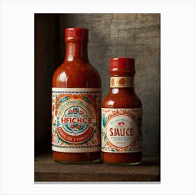 Two Bottles Of Hot Sauce Canvas Print