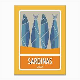Sardines Print Yellow Pop Art Poster Retro Wall Art Fish Print Vintage Aesthetic Poster Food Illustration Mid Century Decor Canvas Print