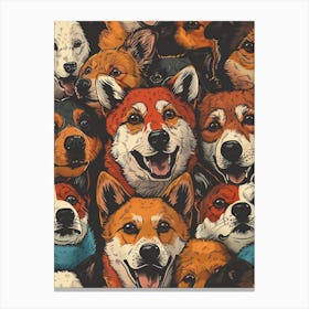 Perfectly Repeatable Artwork With Cute Dog Faces 24 Canvas Print