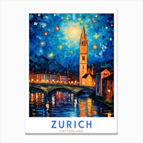 Zurich Switzerland At Night Canvas Print