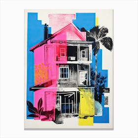 A House In Charleston, Abstract Risograph Style 3 Canvas Print