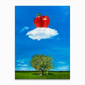 An Apple A Day Children Under Apple Tree Canvas Print
