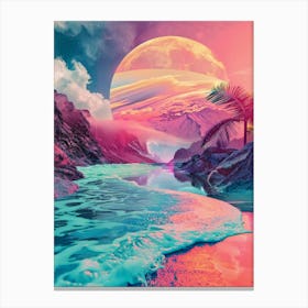 Psychedelic Moon Art Canvas Print