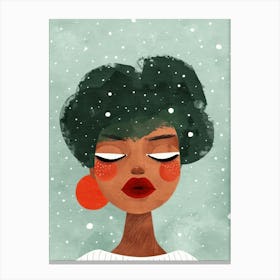 Afro Girl In The Snow Canvas Print