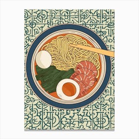 Ramen With Boiled Eggs On A Tiled Background 4 Canvas Print
