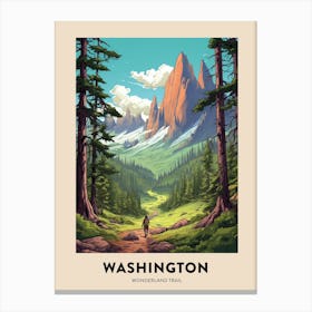 Wonderland Trail Usa 3 Vintage Hiking Travel Poster Canvas Print