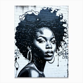 Graffiti Mural Of Beautiful Black Woman 42 Canvas Print