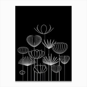 Abstract Flowers On Black Background Canvas Print