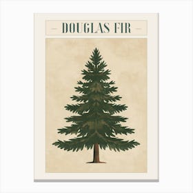 Douglas Fir Tree Minimal Japandi Illustration 4 Poster Canvas Print