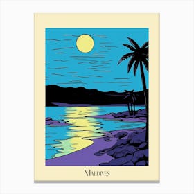 Poster Of Minimal Design Style Of Maldives 2 Canvas Print