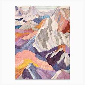 Mount Logan Canada 1 Colourful Mountain Illustration Canvas Print