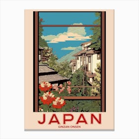 Ginzan Onsen, Visit Japan Vintage Travel Art 4 Canvas Print