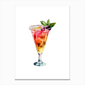 Watercolor Cocktail In A Glass Canvas Print