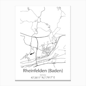 Rheinfelden,Switzerland Minimalist Map Canvas Print