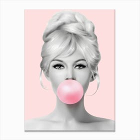 Girl Blowing A Bubble Gum Canvas Print