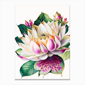 Lotus Flower Pattern Decoupage 4 Canvas Print