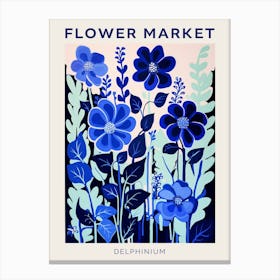 Blue Flower Market Poster Delphinium 3 Canvas Print