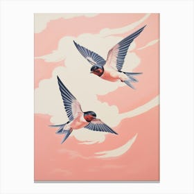 Vintage Japanese Inspired Bird Print Barn Swallow 1 Canvas Print
