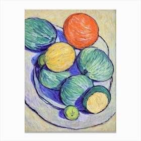 Melon Vintage Sketch Fruit Canvas Print