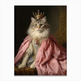 Cat With A Crown Rococo Style  5 Canvas Print