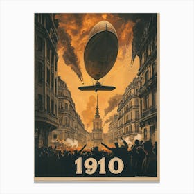 Aihrgdesign A Vintage Poster Of An Early Airship Soaring Abov 2b7180b3 024c 4c01 96bd 9700a1eba1ed 0 Canvas Print