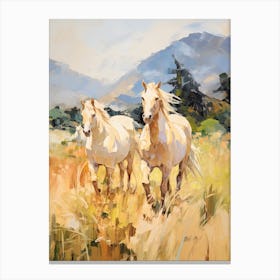 Horses Painting In Queenstown, New Zealand 1 Canvas Print