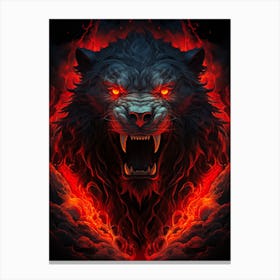 Wolf In Fire Canvas Print