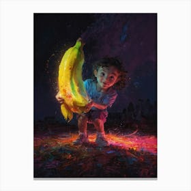 Child With A Banana Canvas Print