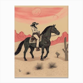 Cowgirl Riding A Horse In The Desert 1 Canvas Print