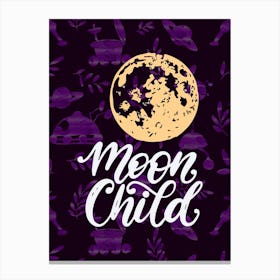 Moon Child — Space Neon Watercolor #16 Canvas Print