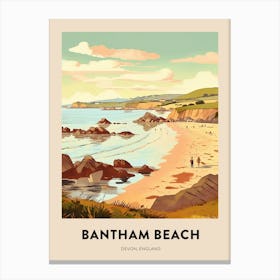 Devon Vintage Travel Poster Bantham Beach 2 Canvas Print