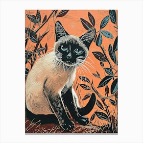 Tokinese Cat Relief Illustration 3 Canvas Print
