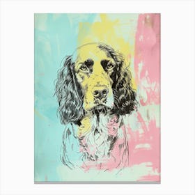 Boykin Spaniel Dog Pastel Line Watercolour Illustration  3 Canvas Print