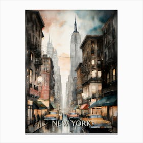 New York City Vintage Painting (25) Canvas Print