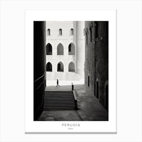 Poster Of Perugia, Italy, Black And White Analogue Photography 1 Canvas Print