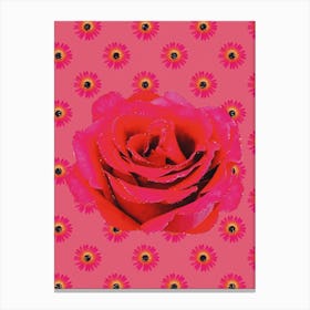 Pattern Flower Pink Bright Canvas Print