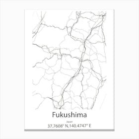 Fukushima,Japan Minimalist Map Canvas Print