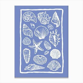 Seashells Blue Canvas Print