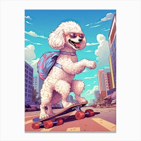 Poodle Dog Skateboarding Illustration 3 Canvas Print