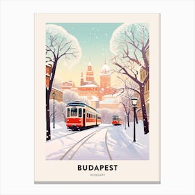 Vintage Winter Travel Poster Budapest Hungary 1 Canvas Print