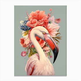 Bird With A Flower Crown Greater Flamingo 2 Canvas Print