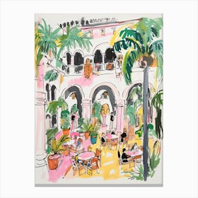 The Cloister At The Sea Island Resort   Sea Island, Georgia   Resort Storybook Illustration 3 Canvas Print