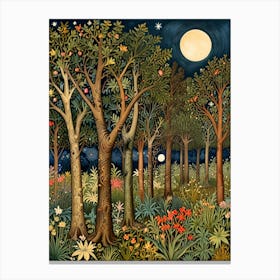 William Morris Night In The Forest Canvas Print