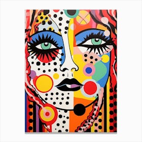 Abstract Face Polka Dots Canvas Print