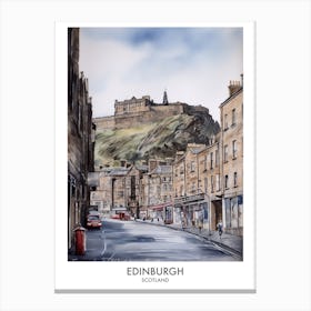 Edinburgh Scotland Watercolour Travel Poster 2 Canvas Print