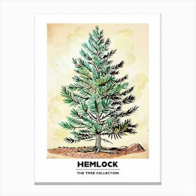 Hemlock Tree Storybook Illustration 3 Poster Canvas Print