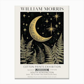 William Morris Moon Stars And Ferns Plants Vintage Exhibition Canvas Print