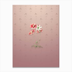 Vintage Fine Leaf Cosmus Flower Botanical on Dusty Pink Pattern n.0502 Canvas Print